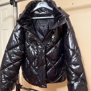Banana Republic Glossy Black Quilted Jacket